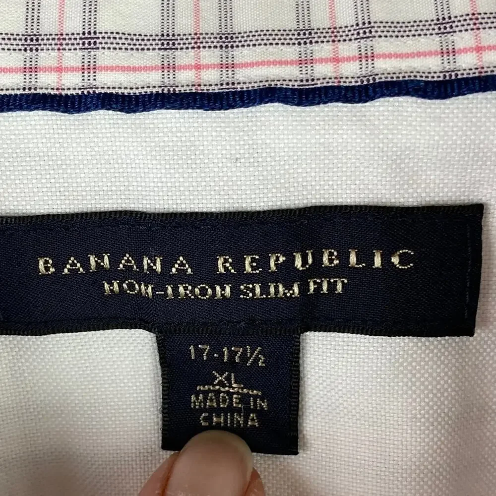 Banana Republic Plaid Non Iron Slim Fit Button Up Shirt XL